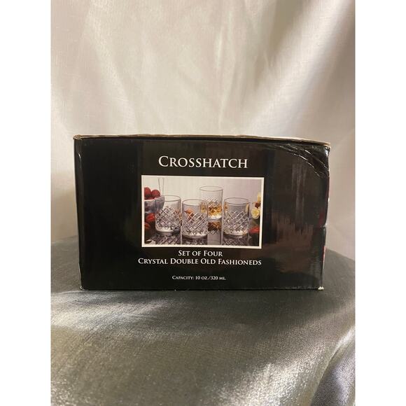 set 3 Shannon Hatch Collection by Godinger Crystal Double Old Fashioned Glasses - Picture 3 of 16